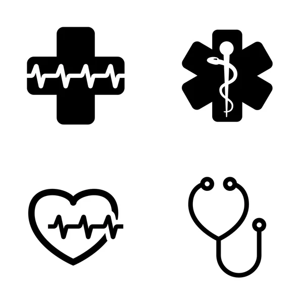 Set di icone simbolo medico nero vettoriale — Vettoriale Stock