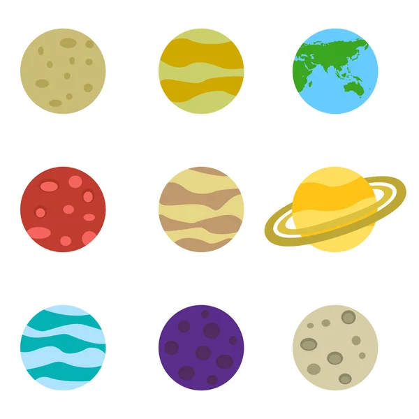 Planets colorful vector set icons — Stock Vector