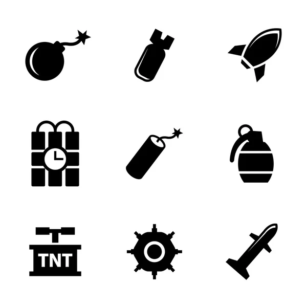 Vector black bomb icons set — Stock Vector