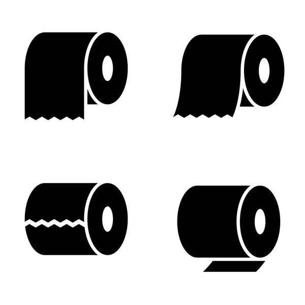 Vector zwart toilet papier pictogrammen instellen — Stockvector