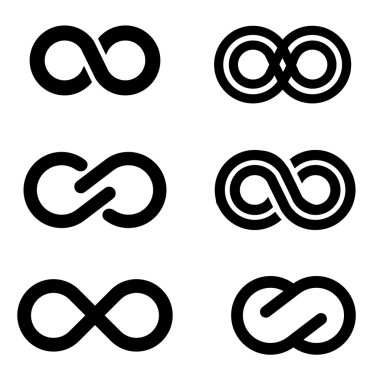 Vektör siyah Infinity Icons set