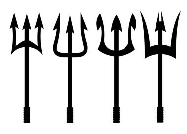 Vektör siyah trident Icons set