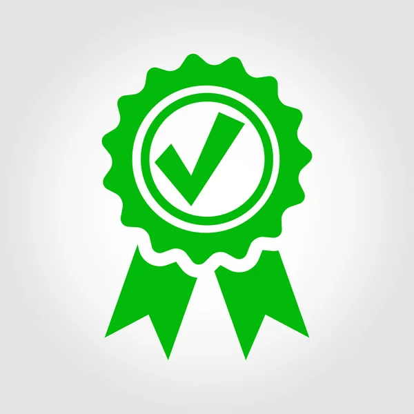 Ícone de certificado aprovado verde vetorial — Vetor de Stock