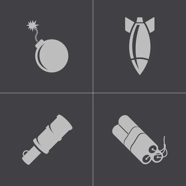 Vector black bomb icons set — Stock Vector