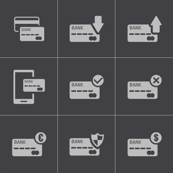 Ensemble d'icônes de carte de crédit vectorielles noires — Image vectorielle