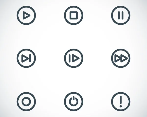 Conjunto de ícones de botões de mídia preta vetorial — Vetor de Stock
