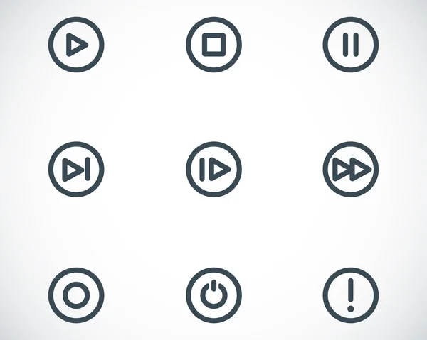 Ensemble d'icônes de boutons vectoriels médias noirs — Image vectorielle