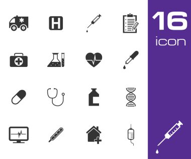vektör siyah tıp Icon set