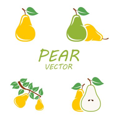 Vektör düz armut Icons set