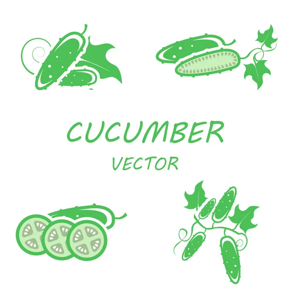 Ensemble d'icônes de concombre plat vectoriel — Image vectorielle
