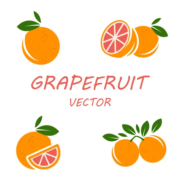 Векторна плоска грейпфрутова іконка набір — стоковий вектор