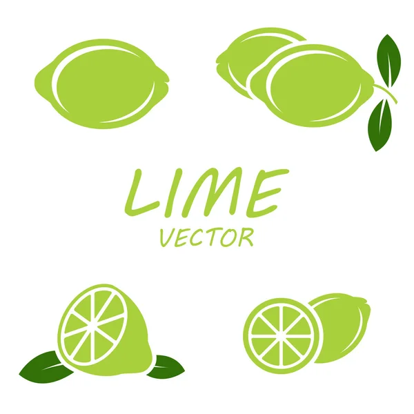 Vector platt lime ikoner set — Stock vektor