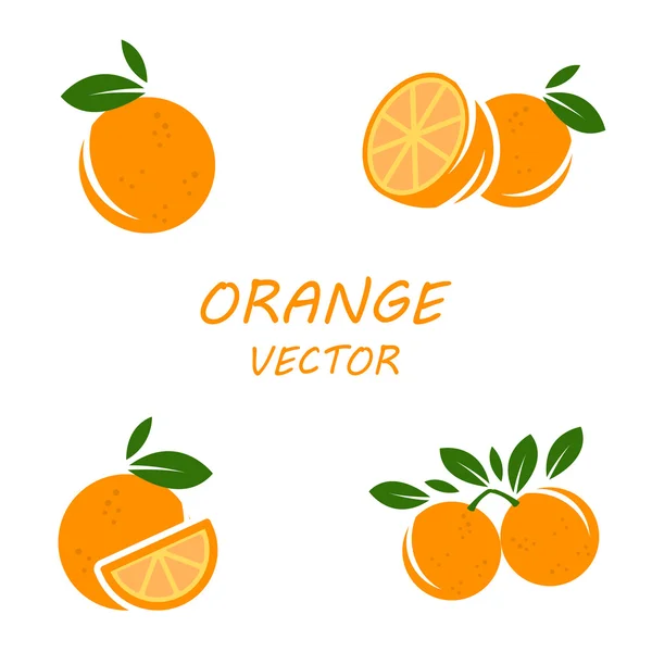 Vector platt orange ikoner set — Stock vektor