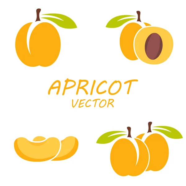 Ensemble d'icônes vectorielles abricot plat — Image vectorielle