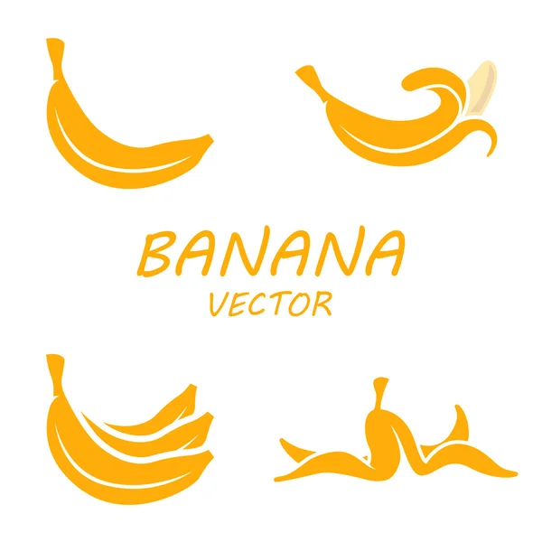 Набор векторных плоских банановых икон — стоковый вектор