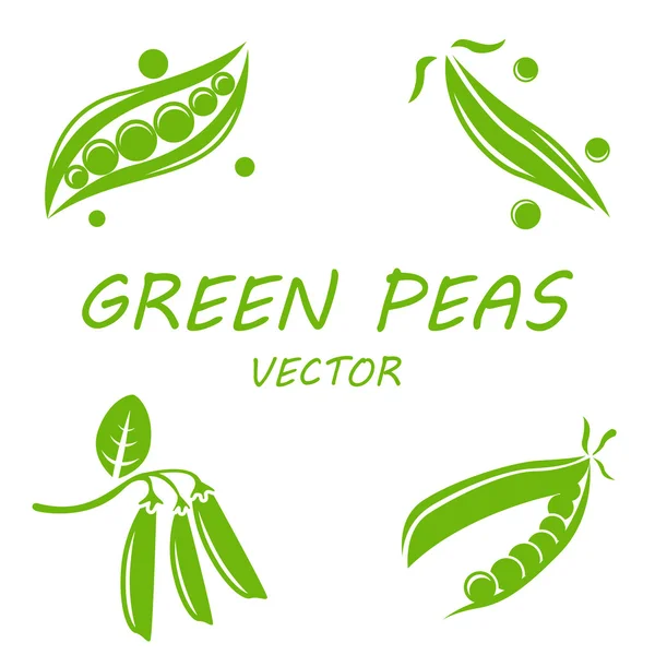 Conjunto de iconos de guisantes verdes planos vectoriales — Archivo Imágenes Vectoriales