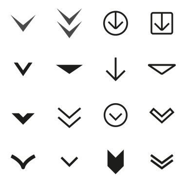 Vektör siyah ok düğmelerini aşağı Icon set