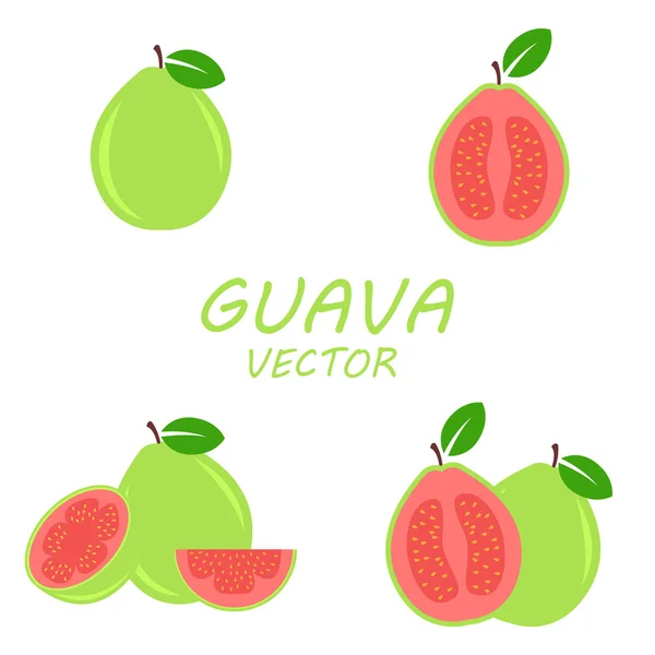 Vektor lapos Guava ikonok beállítása — Stock Vector