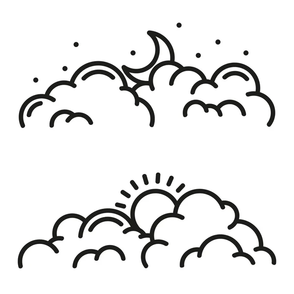 Vector línea nubes icono . — Vector de stock