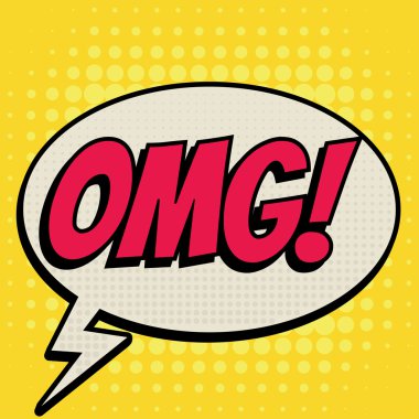 OMG çizgi roman kabarcık metin retro tarzı