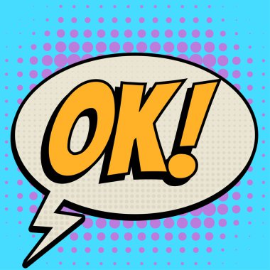 Çizgi roman kabarcık metin retro tarzı Tamam