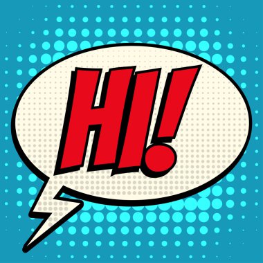 Merhaba çizgi roman kabarcık metin retro tarzı