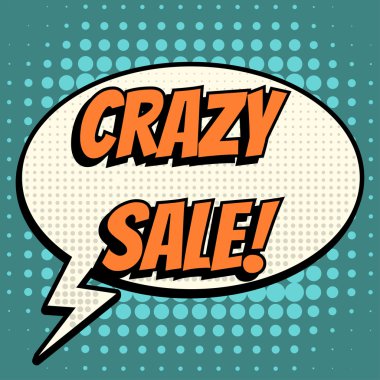 Deli Satılık çizgi roman kabarcık metin retro tarzı