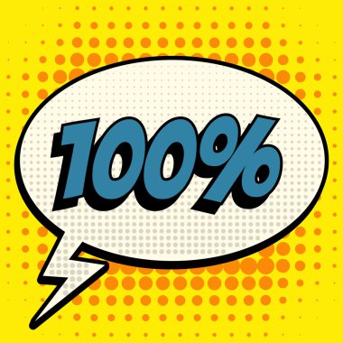 yüzde 100 çizgi roman kabarcık metin retro tarzı