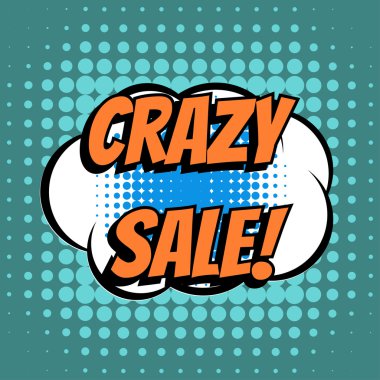 Deli Satılık çizgi roman kabarcık metin retro tarzı