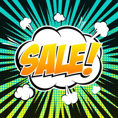 Satılık çizgi roman kabarcık metin retro tarzı