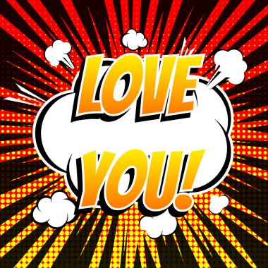 Çizgi roman kabarcık metin retro tarzı seviyorum