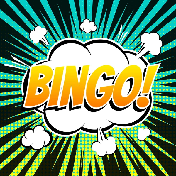 Bingo cómic burbuja texto estilo retro — Vector de stock