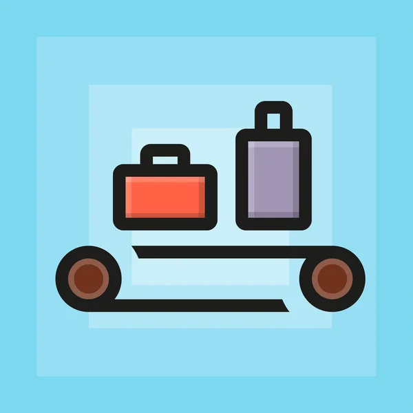 Vektor-Flat Check-Gepäck für Flughafen-Symbol — Stockvektor