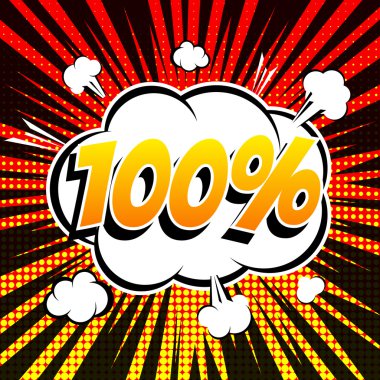 yüzde 100 çizgi roman kabarcık metin retro tarzı