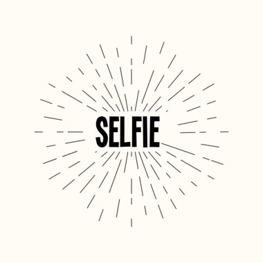 Elle çizilmiş sunburst vektör - selfie.