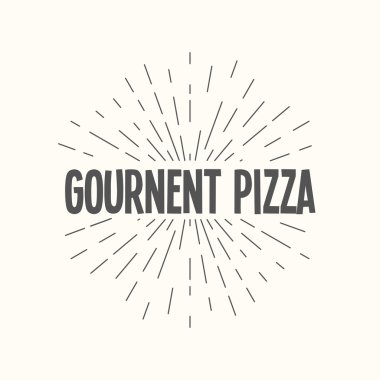 Hand drawn sunburst vector - gournent pizza. clipart