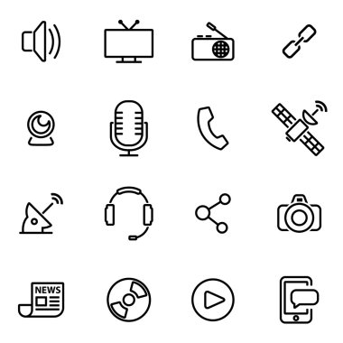 İnce çizgi simgeler - medya vektör çizim