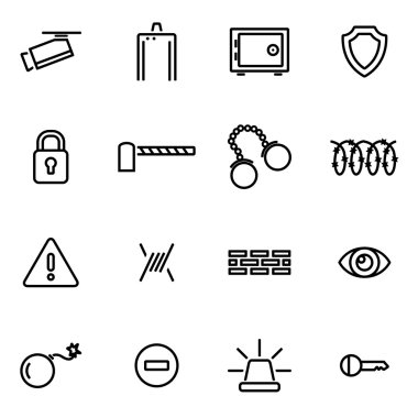 Vektör çizim ince çizgi simgeler - güvenlik