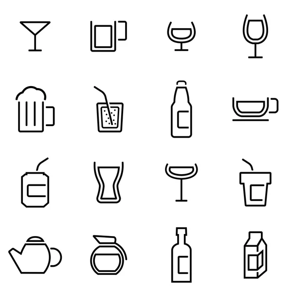 Ilustración vectorial de iconos de línea delgada - bebidas — Archivo Imágenes Vectoriales