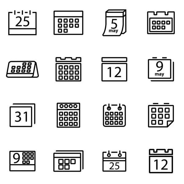 Vektorillustration von Thin Line Icons - Kalender — Stockvektor