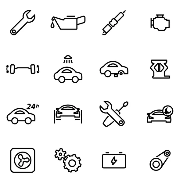 Vektor Illustration von dünnen Linien Symbole - Auto-Service — Stockvektor