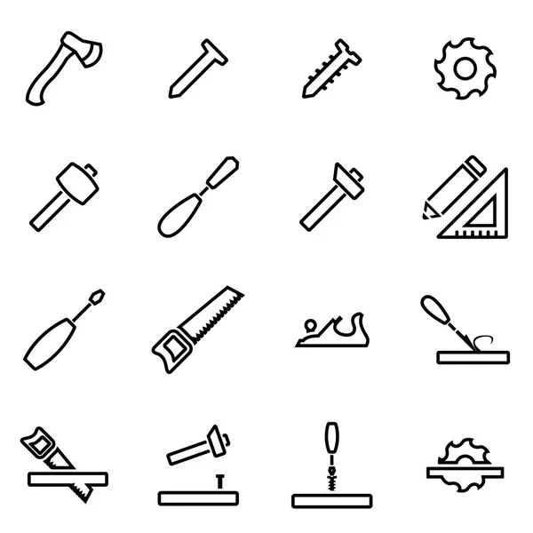 Vectorillustratie van dunne lijn icons - timmerwerk — Stockvector