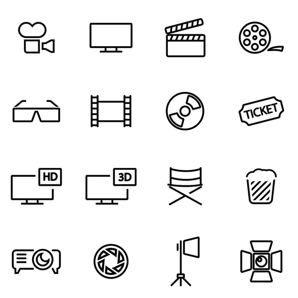 Vector illustration of thin line icons - cinema — Stock Vector