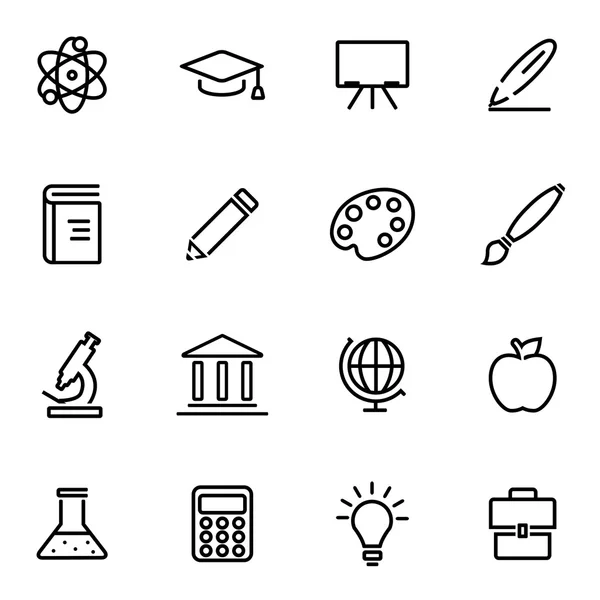 Ilustración vectorial de iconos de línea delgada - educación — Vector de stock