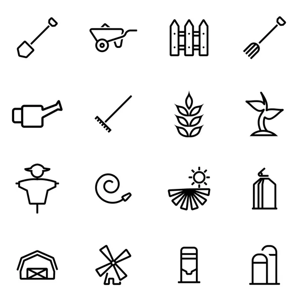Ilustración vectorial de iconos de línea delgada - agricultura — Vector de stock