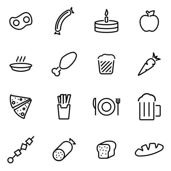 Vektorové ilustrace tenká linie ikon - jídlo — Stockový vektor
