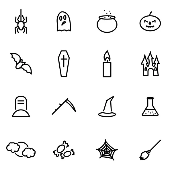 Vectorillustratie van dunne lijn icons - halloween — Stockvector