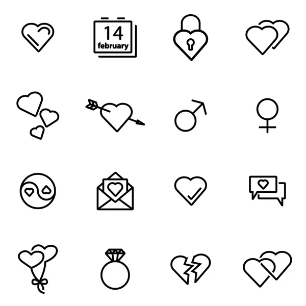 Vectorillustratie van dunne lijn icons - liefde — Stockvector