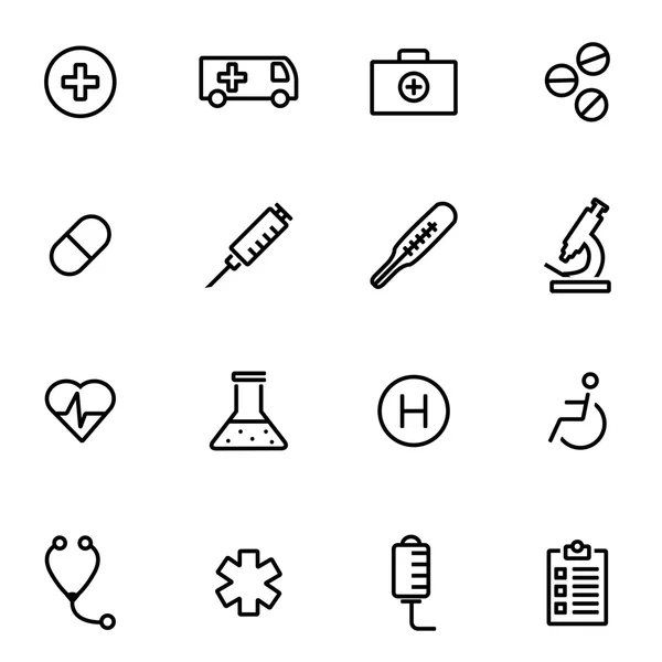 Illustration vectorielle des icônes de ligne mince - médical — Image vectorielle