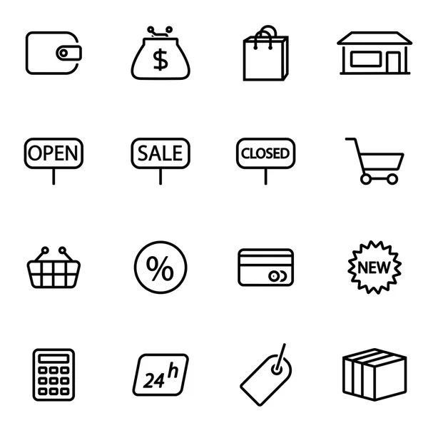 Vectorillustratie van dunne lijn icons - winkel — Stockvector